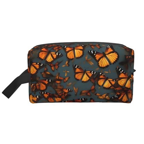 FKGKDF Heaps Of Orange Monarch Butterflies Print Travel Toiletry Organizer Bag Large Capacity Storage For Cosmetics Toiletries von FKGKDF