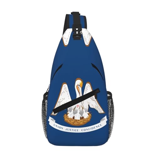 FKGKDF Louisiana State Flag Print Verstellbarer und gepolsterter Schultergurt Brusttasche Sling Bag für Reisen, Arbeit & den täglichen Gebrauch von FKGKDF