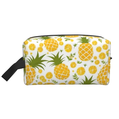 FKGKDF Pineapple Print Travel Toiletry Organizer Bag Large Capacity Storage For Cosmetics Toiletries, White, One Size, Fashion von FKGKDF