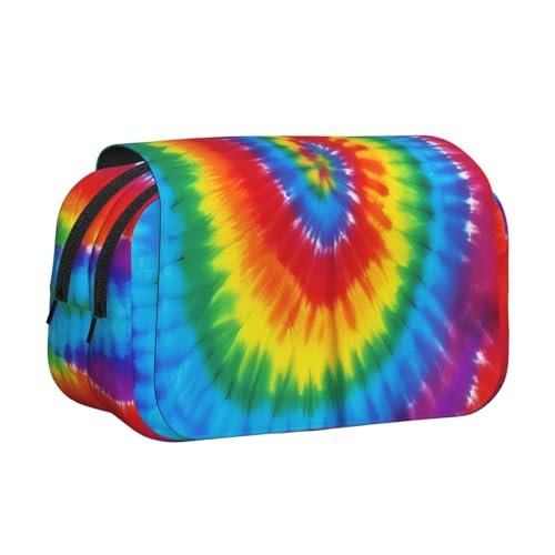 Farbstoff-Hippies-Druck, doppeltes Klapp-Federmäppchen, Reißverschlusstaschen, großes Fassungsvermögen für Kunstbedarf und Reisen von FKGKDF