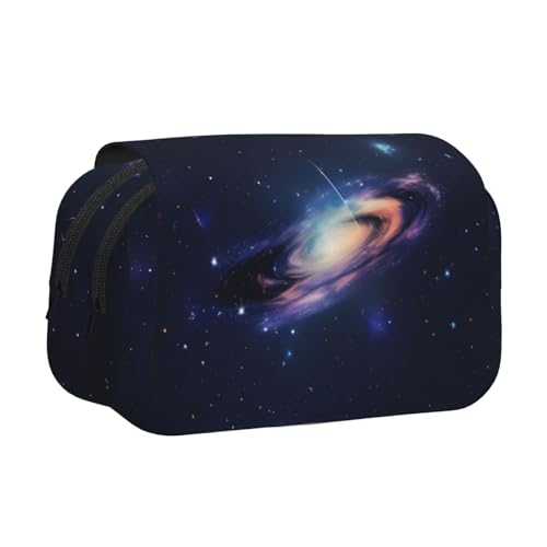 Federmäppchen, Motiv: Galaxie im Universum, doppeltes Klappetui, Reißverschlusstaschen, großes Fassungsvermögen für Kunstbedarf und Reisen von FKGKDF