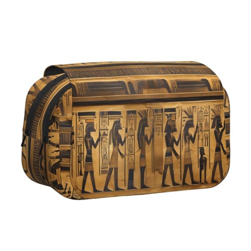 Federmäppchen mit Ägypten-Hieroglyphen-Druck, doppeltes Klapp-Federmäppchen, Reißverschlusstaschen, großes Fassungsvermögen für Kunstbedarf und Reisen Federmäppchen mit Ägypten-Hieroglyphen-Druck, doppeltes Klapp-Federmäppchen, Reißverschlusstaschen, großes Fassungsvermögen für Kunstbedarf und Reisen von FKGKDF