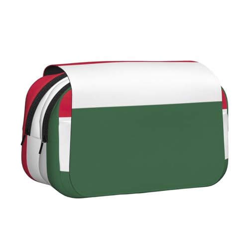 Federmäppchen mit Aufschrift "Flagge von Ungarn", doppeltes Klappetui, Reißverschlusstaschen, großes Fassungsvermögen für Kunstbedarf und Reisen von FKGKDF