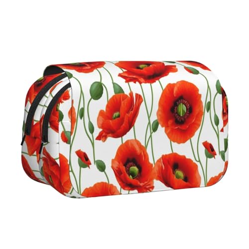 Federmäppchen mit Blumendruck, doppeltes Klappetui, Reißverschlusstaschen, großes Fassungsvermögen für Kunstbedarf und Reisen von FKGKDF