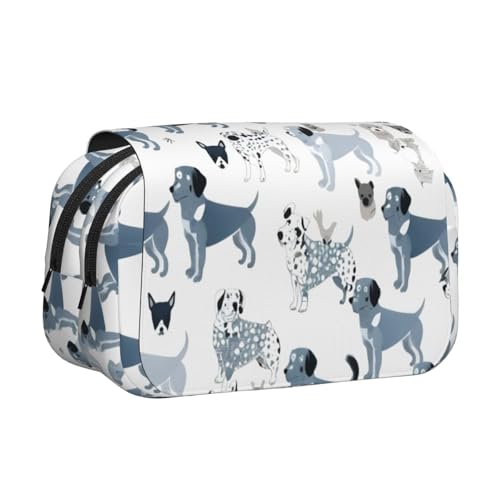 Federmäppchen mit Dackel-Motiv, doppeltes Klapp-Federmäppchen, Reißverschlusstaschen, großes Fassungsvermögen für Kunstbedarf und Reisen von FKGKDF