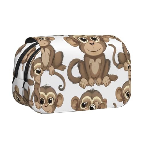 Federmäppchen mit Faultier-Hintergrunddruck, Doppel-Klappetui, Reißverschlusstaschen, großes Fassungsvermögen für Kunstbedarf und Reisen von FKGKDF