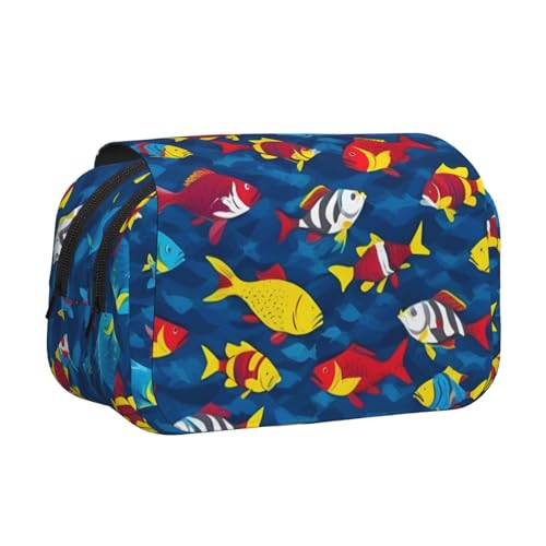 Federmäppchen mit Haifisch-Motiv, mit Reißverschluss, große Kapazität für Kunstbedarf und Reisen von FKGKDF