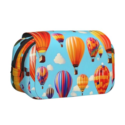 Federmäppchen mit Heißluftballon-Druck, Doppel-Klappetui, Reißverschlusstaschen, großes Fassungsvermögen für Kunstbedarf und Reisen Federmäppchen mit Heißluftballon-Druck, Doppel-Klappetui, Reißverschlusstaschen, großes Fassungsvermögen für Kunstbedarf und Reisen von FKGKDF