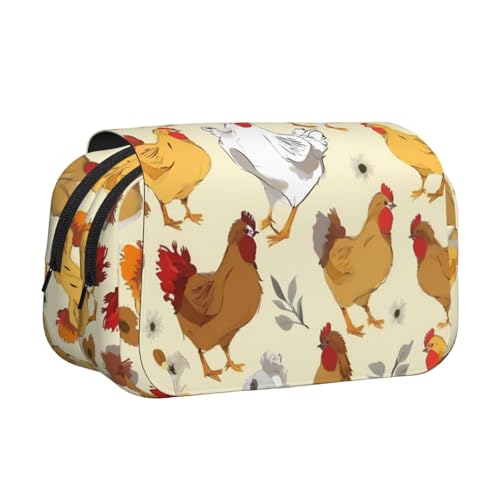 Federmäppchen mit Hühnerbrut, doppeltes Klappetui, Reißverschlusstaschen, großes Fassungsvermögen für Kunstbedarf und Reisen von FKGKDF