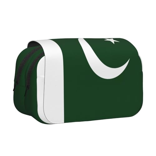 Federmäppchen mit Pakistan-Motiv, doppeltes Klapp-Federmäppchen, Reißverschlusstaschen, großes Fassungsvermögen für Kunstbedarf und Reisen von FKGKDF