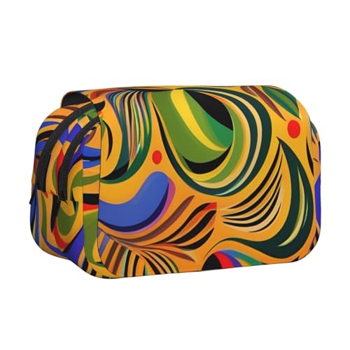 Federmäppchen mit afrikanischem Ethno-Muster, doppeltes Klapp-Federmäppchen, Reißverschlusstaschen, große Kapazität für Kunstbedarf und Reisen von FKGKDF