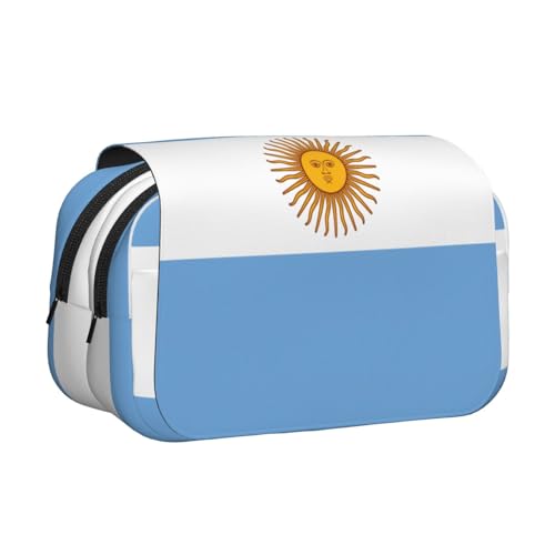 Federmäppchen mit argentinischer Flagge, doppeltes Klappetui, Reißverschlusstaschen, großes Fassungsvermögen für Kunstbedarf und Reisen von FKGKDF