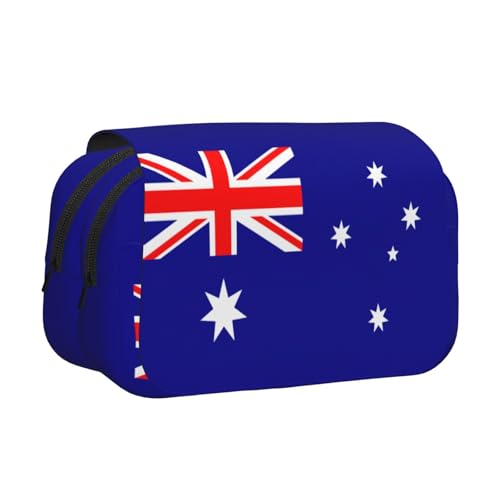 Federmäppchen mit australischer Flagge, doppeltes Klappetui, Reißverschlusstaschen, großes Fassungsvermögen für Kunstbedarf und Reisen Federmäppchen mit australischer Flagge, doppeltes Klappetui, Reißverschlusstaschen, großes Fassungsvermögen für Kunstbedarf und Reisen von FKGKDF