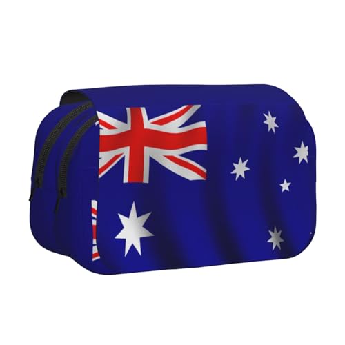 Federmäppchen mit australischer Flagge, doppeltes Klappetui, Reißverschlusstaschen, großes Fassungsvermögen für Kunstbedarf und Reisen Federmäppchen mit australischer Flagge, doppeltes Klappetui, Reißverschlusstaschen, großes Fassungsvermögen für Kunstbedarf und Reisen von FKGKDF