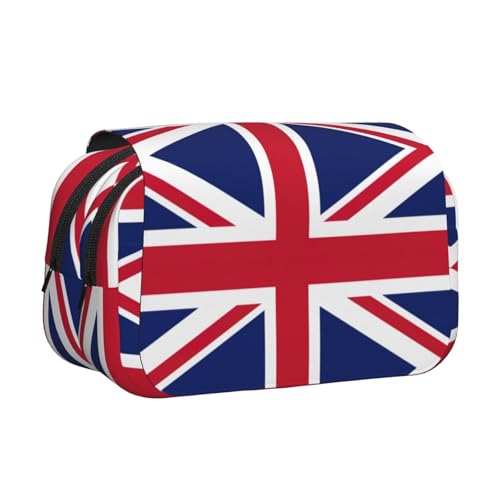 Federmäppchen mit britischer Flagge, doppeltes Klappetui, Reißverschlusstaschen, großes Fassungsvermögen für Kunstbedarf und Reisen von FKGKDF