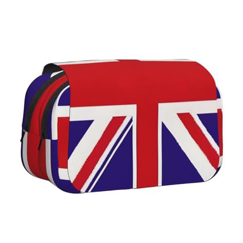 Federmäppchen mit britischer Flagge, doppeltes Klappetui, Reißverschlusstaschen, großes Fassungsvermögen für Kunstbedarf und Reisen von FKGKDF