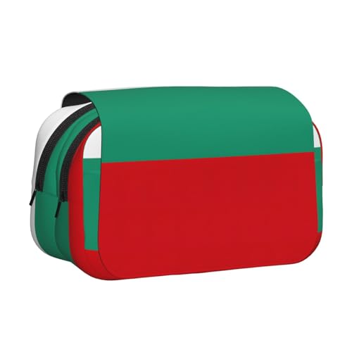 Federmäppchen mit bulgarischer Flagge, doppeltes Klappetui, Reißverschlusstaschen, großes Fassungsvermögen für Kunstbedarf und Reisen von FKGKDF