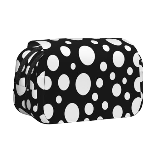 Federmäppchen mit doppeltem Klappetui, Reißverschlusstaschen, großes Fassungsvermögen, für Kunstbedarf und Reisen, Schwarz / Weiß von FKGKDF