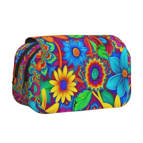 Federmäppchen mit doppeltem Klappetui, Reißverschlusstaschen, großes Fassungsvermögen, für Kunstbedarf und Reisen in Regenbogenfarben von FKGKDF