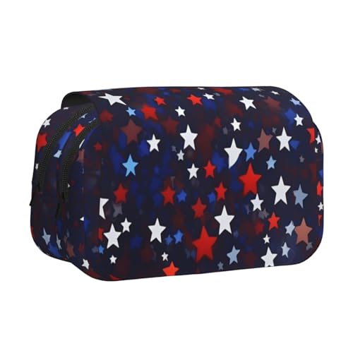 Federmäppchen mit doppeltem Klappetui, Reißverschlusstaschen, großes Fassungsvermögen für Kunstbedarf und Reisen, Rot / Blau von FKGKDF