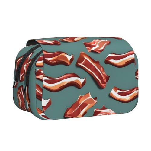 Federmäppchen mit gestreiftem Speckmuster, doppeltes Klapp-Federmäppchen, Reißverschlusstaschen, großes Fassungsvermögen für Kunstbedarf und Reisen von FKGKDF