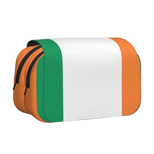 Federmäppchen mit irischer Flagge, doppeltes Klappetui, Reißverschlusstaschen, großes Fassungsvermögen für Kunstbedarf und Reisen von FKGKDF