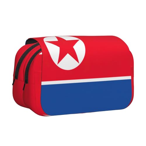 Federmäppchen mit koreanischer Flagge, doppeltes Klappetui, Reißverschlusstaschen, großes Fassungsvermögen für Kunstbedarf und Reisen von FKGKDF