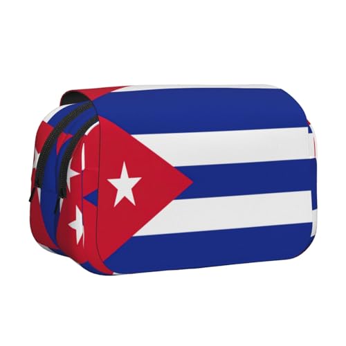 Federmäppchen mit kubanischer Flagge, doppeltes Klappetui, Reißverschlusstaschen, großes Fassungsvermögen für Kunstbedarf und Reisen von FKGKDF