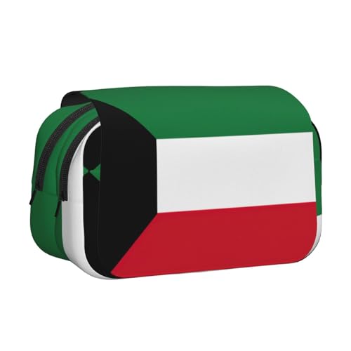 Federmäppchen mit kuwaitischer Flagge, doppeltes Klappetui, Reißverschlusstaschen, großes Fassungsvermögen für Kunstbedarf und Reisen Federmäppchen mit kuwaitischer Flagge, doppeltes Klappetui, Reißverschlusstaschen, großes Fassungsvermögen für Kunstbedarf und Reisen von FKGKDF