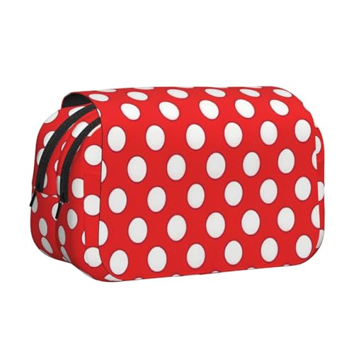 Federmäppchen mit niedlichem Punktemuster, Doppel-Klappetui, Reißverschlusstaschen, großes Fassungsvermögen für Kunstbedarf und Reisen von FKGKDF