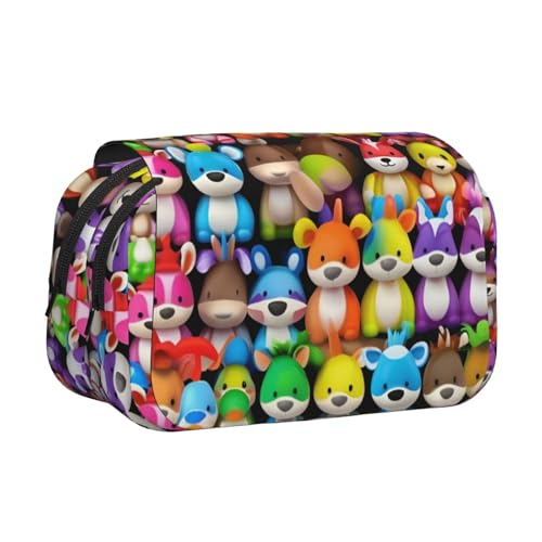 Federmäppchen mit niedlichem Schnauzer-Motiv, doppeltes Klapp-Federmäppchen, Reißverschlusstaschen, großes Fassungsvermögen für Kunstbedarf und Reisen von FKGKDF