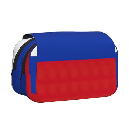 Federmäppchen mit russischer Flagge, doppeltes Klappetui, Reißverschlusstaschen, großes Fassungsvermögen für Kunstbedarf und Reisen von FKGKDF