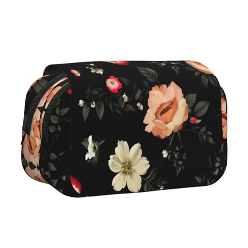 Federmäppchen mit schönem Blumendruck, mit Reißverschluss, großes Fassungsvermögen, für Kunstbedarf und Reisen von FKGKDF
