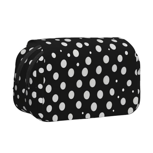 Federmäppchen mit weißem Punktemuster, Doppel-Klappetui, Reißverschlusstaschen, großes Fassungsvermögen für Kunstbedarf und Reisen von FKGKDF