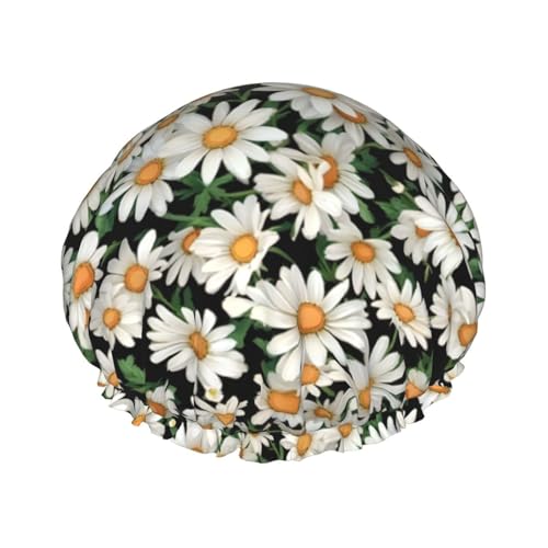 Gänseblümchen Blumenmuster Wiederverwendbare Duschhauben für Frauen, Doppel Schicht Haarkappe, Erwachsene Haarmütze für alle Haare Gänseblümchen Blumenmuster Wiederverwendbare Duschhauben für Frauen, Doppel Schicht Haarkappe, Erwachsene Haarmütze für alle Haare von FKGKDF