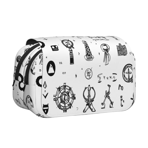 Gebärdensprachiges Alphabet. Bedrucktes doppeltes Klapp-Federmäppchen, Reißverschlusstaschen, große Kapazität für Kunstbedarf und Reisen von FKGKDF