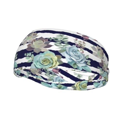 Gestreifte Sukkulenten-Druck, Workout-Stirnbänder, Sport-Stirnband, feuchtigkeitsableitendes Schweißband für Damen und Herren von FKGKDF