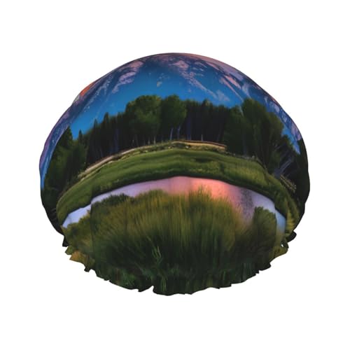 Grand Teton National Park Print Wiederverwendbare Duschkappen für Frauen, zweilagige Haar-Mütze, Erwachsene Haarmütze für alle Haare von FKGKDF