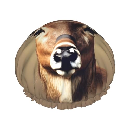 Hirschkopf Druck Wiederverwendbar Duschkappe Für Damen, Doppelschicht Haarkappe Für Erwachsene von FKGKDF