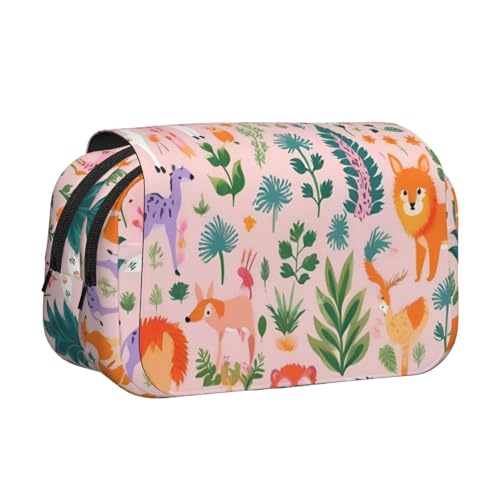 Kleines Federmäppchen mit Corgi-Druck, Doppel-Klappetui, Reißverschlusstaschen, großes Fassungsvermögen für Kunstbedarf und Reisen von FKGKDF