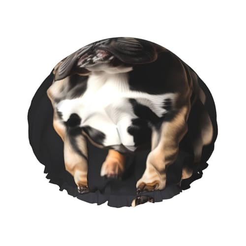 Lange Ohren Französische Bulldogge Druck wiederverwendbare Duschhüte für Frauen, Doppel Schicht Haarkappe, Erwachsene Haarmütze für alle Haare von FKGKDF