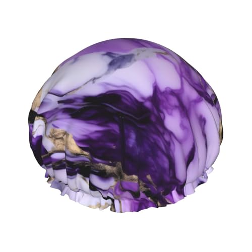 Lila Marmor Mützen Wiederverwendbare Damen Doppel Schicht Haarkappe, Erwachsene Haarhaube für alle Haare von FKGKDF