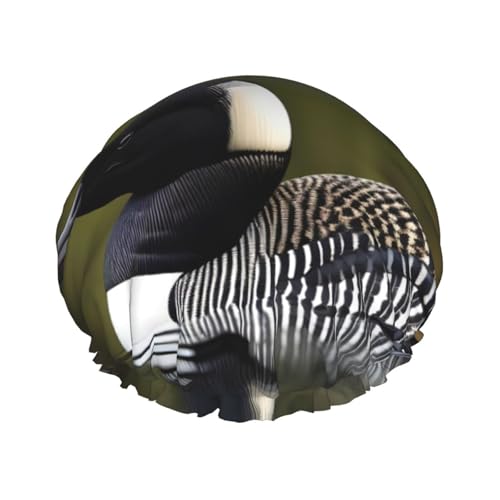 Loon Nature Bird Print Wiederverwendbare Duschkappen für Frauen, Doppel Schicht Haarkappe, Erwachsene Haarhaube für alle Haare von FKGKDF
