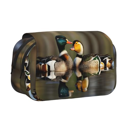 Mallard Ducks Doppel-Klapp-Federmäppchen, Reißverschlusstaschen, großes Fassungsvermögen für Kunstbedarf und Reisen Mallard Ducks Doppel-Klapp-Federmäppchen, Reißverschlusstaschen, großes Fassungsvermögen für Kunstbedarf und Reisen von FKGKDF
