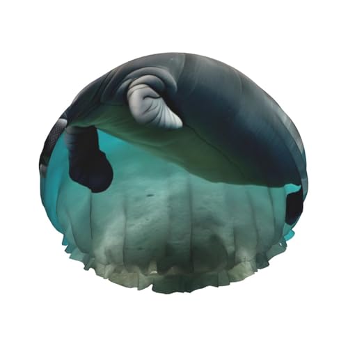 Manatee Animal Print Wiederverwendbare Duschkappe Für Frauen, Doppel Schicht Haarkappe Für Erwachsene von FKGKDF