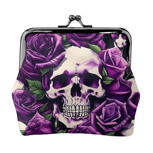 Many Purple Rose Skull Print Women'S Kiss Lock Coin Pouch, Mini Wallet For Cards And Lipstick, Soft Compact Purse Many Purple Rose Skull Print Women'S Kiss Lock Coin Pouch, Mini Wallet For Cards And Lipstick, Soft Compact Purse von FKGKDF