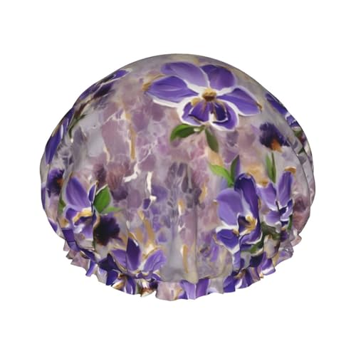 Marmor Lila Druck wiederverwendbare Duschhüte für Frauen, Doppel Schicht Haarkappe, Erwachsene Haarmütze für alle Haare von FKGKDF