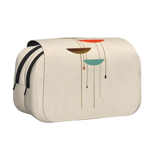 Mitte des Jahrhunderts modernes Druck-Doppel-Klapp-Federmäppchen, Reißverschlusstaschen, großes Fassungsvermögen für Kunstbedarf und Reisen von FKGKDF