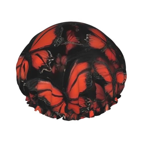 Monarch Schmetterlinge Drucken Wiederverwendbare Duschkappe Für Frauen, Doppel Schicht Haarkappe Für Erwachsene Haar von FKGKDF