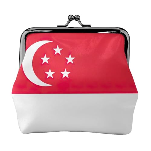Münztasche mit Singapur-Flagge, Kussschloss, Mini-Geldbörse für Karten und Lippenstift, weiche, kompakte Geldbörse von FKGKDF